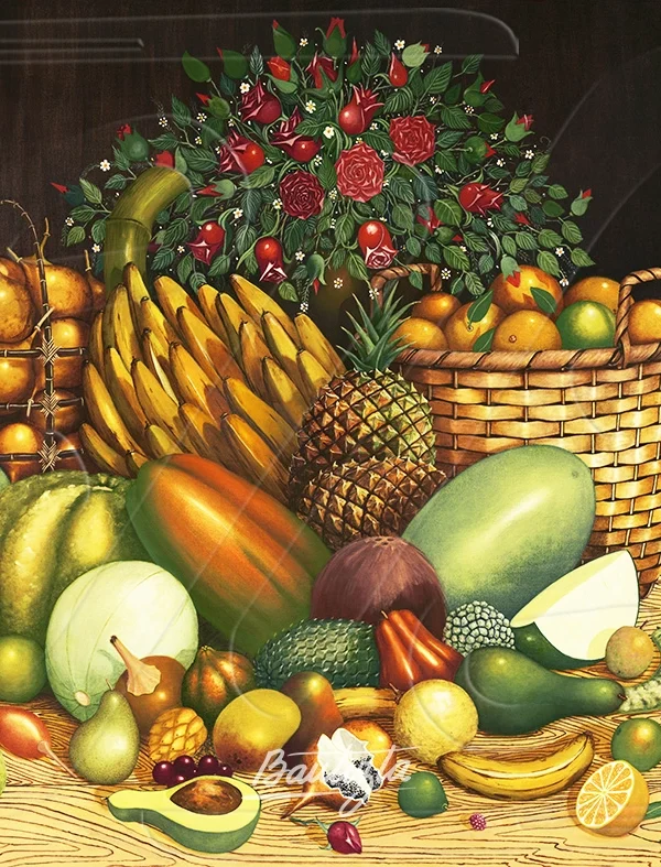 Bodegón Rosas y Frutas